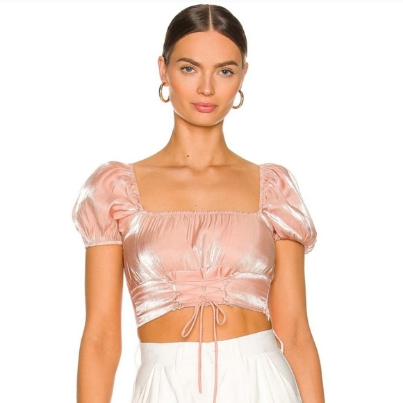 D1. NWT More to Come Tiasha Puff Sleeve Top in Blush Size XS - Picture 1 of 5